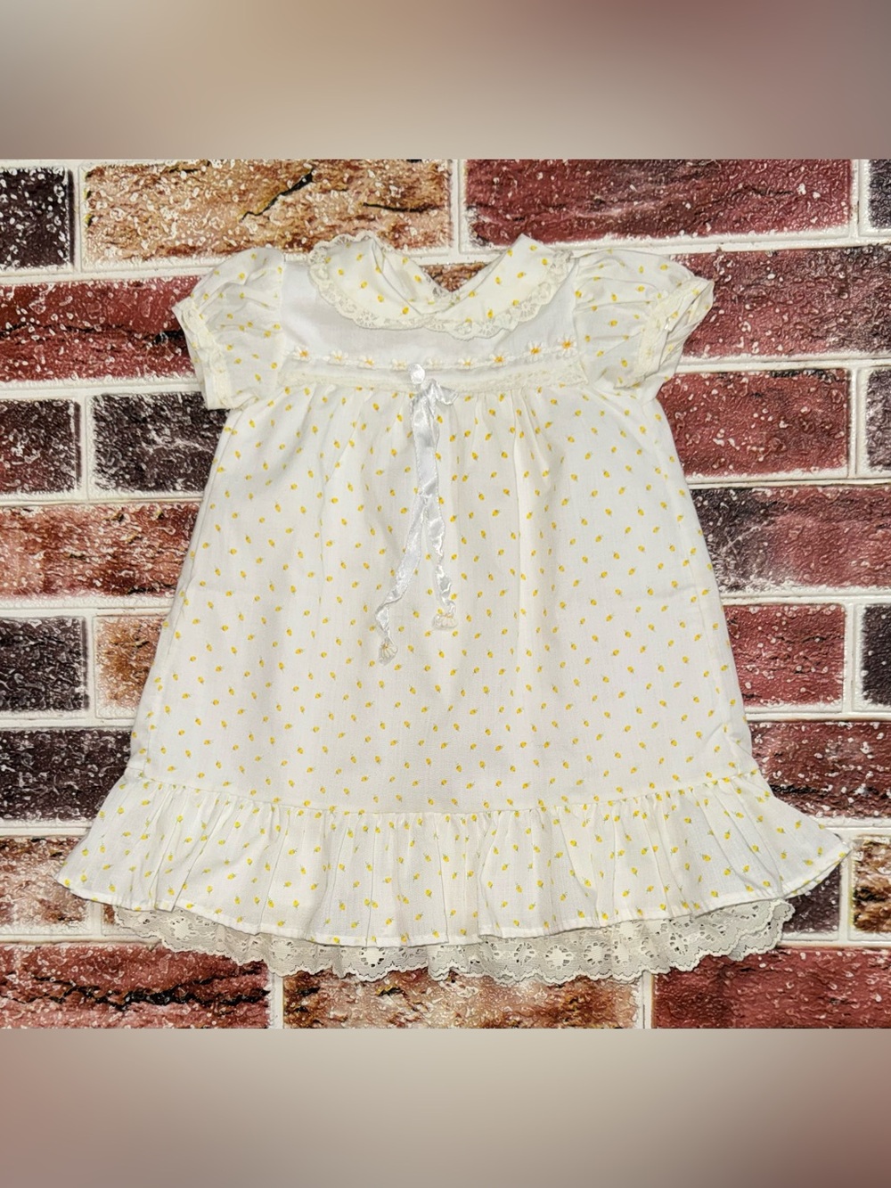 Vintage Something Pretty yellow rosebud dress/ gown Newborn baby girl
